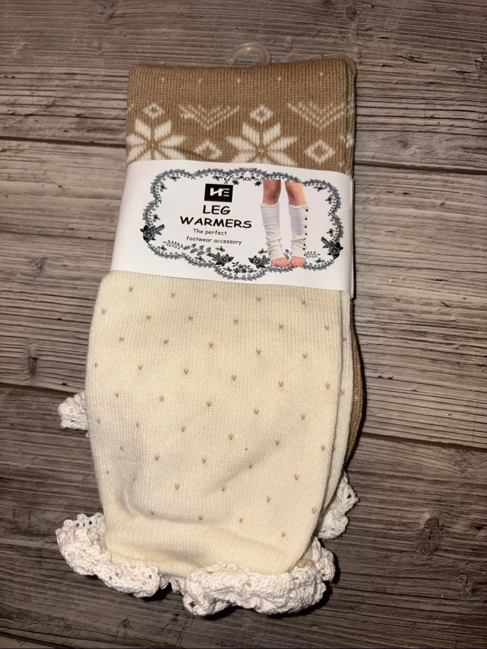NWT Leg Warmers - Knit with Lace Trim